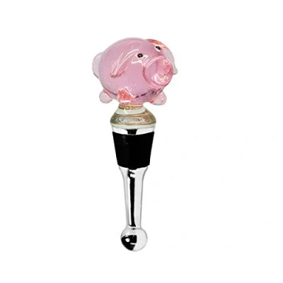 Afbeelding van EDZARD flessenstop Varken voor champagne, wijn en schuimwijn, hoogte 10 cm, Murano glas type, handgemaakt