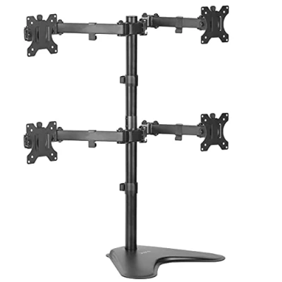 Afbeelding van VIVO Quad 13 tot 30 inch monitor vrijstaande montage, volledig verstelbare bureaustandaard, bevat 4 platte of gebogen schermen, STAND V004F
