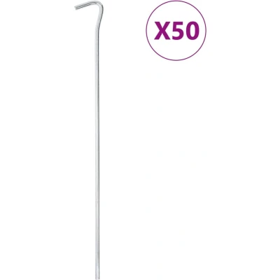 Afbeelding van vidaXL Tentharingen 50 st Ø7 mm 30 cm gegalvaniseerd staal