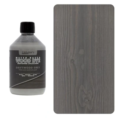 Afbeelding van Littlefair&#039;s Houtbeits en kleurstof op waterbasis Pastelassortiment (500 ml, drijfhout grijs)... Houtkleurstof voor binnen hout inclusief deuren plinten