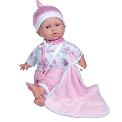 Afbeelding van JC TOYS La Baby 28 cm pop heeft een zacht en wasbaar lichaam, deken fopspeen, bloemenroze, ontworpen in Spanje, 12 maanden