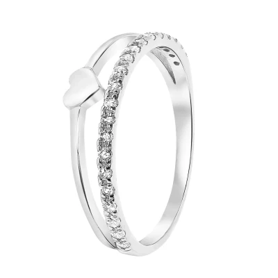 Afbeelding van Lucardi Dubbel MET HART Ring silvercoloured voor kinderen, Maat: 49, Silver coloured