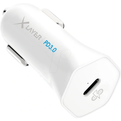 Afbeelding van Xlayer autolader sigarettenaansteker USB C lader, adapter voor de auto, krachtige 18 watt auto oplader/reisadapter, compatibel met iPhone, iPad, Samsung, Huawei enz. wit