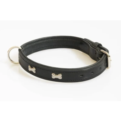 Afbeelding van Hondenhalsband met nikkelen botjes zwart 65 cm