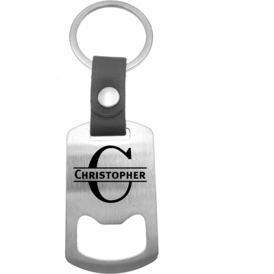 Afbeelding van Luxe Sleutelhanger RVS Leer Christopher
