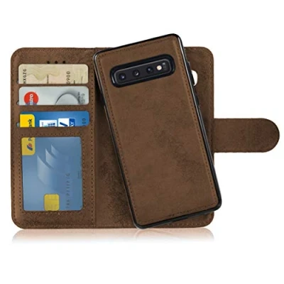 Afbeelding van MyGadget flip case voor Samsung Galaxy S10 magnetische hoes van synthetisch leer, kaartvak beschermhoes portemonnee bruin