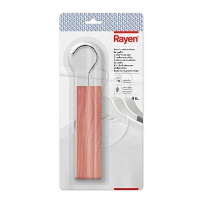 Afbeelding van Rayen Cederhouten kleerhangers kledinghaken ceder van 100% natuurlijke frisheid 4 pack afmetingen: 4,5 x 23,5 1,2 cm