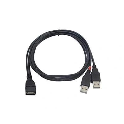 Afbeelding van CERRXIAN USB 2.0 verlengkabel, A Enhancer, Y splitter hub adapterkabel, 1 vrouwelijk naar 2 mannelijk data laadkabel, verlengsnoer (1 m)
