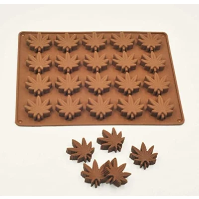 Afbeelding van Selecto Bake Siliconen Chocolade Gummy Mould Pack van 2, Bruin (Marihuana)