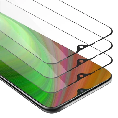 Afbeelding van Cadorabo 3x Screenprotector geschikt voor Samsung Galaxy M20 Volledig scherm pantserfolie Beschermfolie in TRANSPARANT met ZWART Getemperd (Tempered) Display beschermend glas 9H hardheid 3D Touch