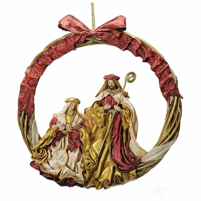 Afbeelding van Kerstversiering Dkd Home Decor Rood Gouden Plastic Kroon 50 X 5 Cm