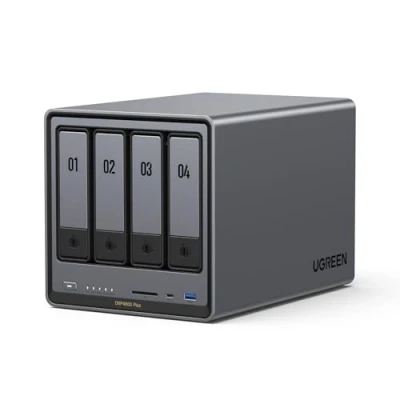 Afbeelding van UGREEN NASync DXP4800 Plus, 4 bay desktop NAS, Intel Pentium Gold 8505 5 core CPU, 8 GB DDR5 RAM, 128 SSD, 1 * 10 GbE, 2,5 2 M.2 NVMe aansluitingen, 4K HDMI (schijfloos)