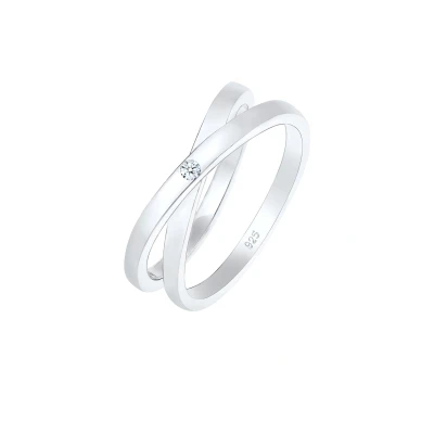 Afbeelding van Elli PREMIUM Dames Ring Wikkeloptiek met Diamant (0,02 ct.) in 925 Sterling Zilver