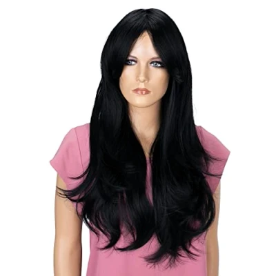 Afbeelding van CAISHA Pruik Volumineus Lang Haar Cosplay Theatershow Glad Zwart WH5