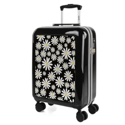 Afbeelding van SKPAT Koffer en Handbagage 55x35x25 Cabin Luggage, Carry On Suitcase, Suitcase. Combinatie Hangslot, Zwarte madeliefjes