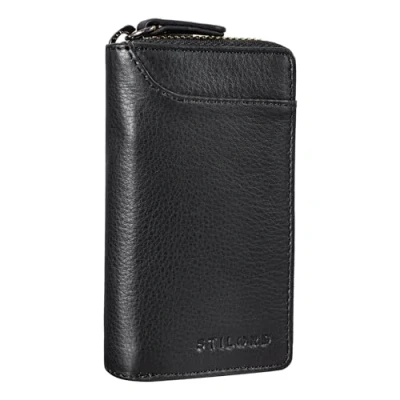 Afbeelding van STILORD &#039;Devin&#039; Kleine Sleuteletui Leer Vintage Card Holder RFID Wallet Leren Portemonnee Karthouder met Sleutelhanger Echt Leer, Kleur:zwart