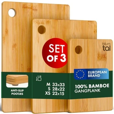 Afbeelding van Blumtal Bamboe Snijplank Set van 3 100% met gat om op te hangen