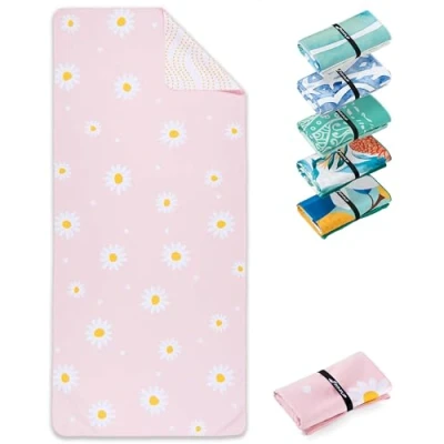 Afbeelding van Fit Flip Stranddeken XXL Microvezel strandhanddoek groot handdoek licht en sneldrogend 100% gerecyclede badhanddoek Daisy Dream 200cmx90cm