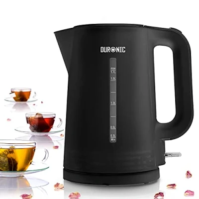 Afbeelding van Duronic EK17 BK Waterkoker inhoud 1,7 l 2200 watt eenvoudige reiniging snelkoken automatische uitschakeling Deksel met veer modern compact design 360 graden draaien kunststof Zwart