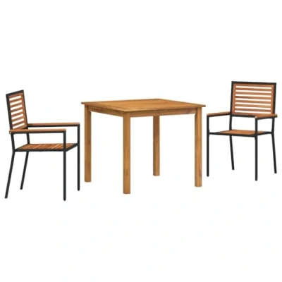 Afbeelding van vidaXL 3 delig tuinset Zwart Poly Rattan Acacia