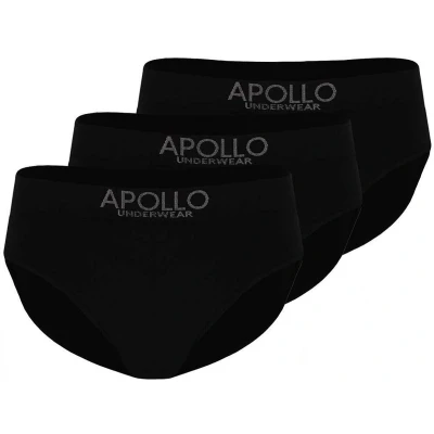 Afbeelding van Apollo heren slips ondergoed 3 pack zwart uni maat XXL
