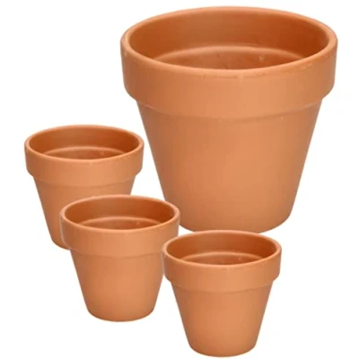 Afbeelding van KOTARBAU® Set van 4 bloempotten terracotta, diameter 13 cm, bloempot met rand, voor binnen en tuinen