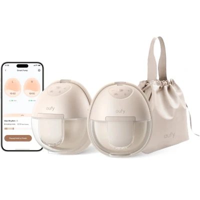 Afbeelding van eufy Draagbare borstkolf Pump S1, handsfree elektrische met verwarmingstechnologie, app bediening, slim ritme, zuigkracht van ziekenhuiskwaliteit, discreet, lekvrij en ultra rustig