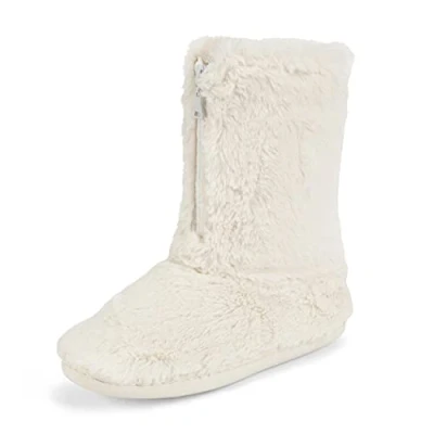 Afbeelding van Polar Dames Gezellige Luxe Laarzen Pantoffels met Traagschuim en Rits Voering van Imitatiebont Rubberen Zool, cr�me, 37 EU