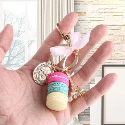 Afbeelding van Kleurrijke legering Keychain Mooie macronen Eiffeltoren sleutelhanger Zak hangende auto charme decoratie .