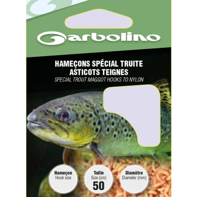 Afbeelding van Garbolino Onderlijn Speciaal Forel Maden Wasmot 50cm 10pcs Maat : Haak 10 0.16mm