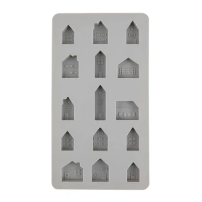 Afbeelding van Rayher Siliconen gietvorm mini huizen, 14,5x26x1,5cm, 15 vormen, doos 1 stuk, 36156000
