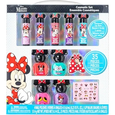 Afbeelding van Kids Makeup Set Girls Kit Includes Lip Glosses, Nail Polish &amp; More Suitable for ages 3+ and up by Townley Girl (Minnie Mouse)
