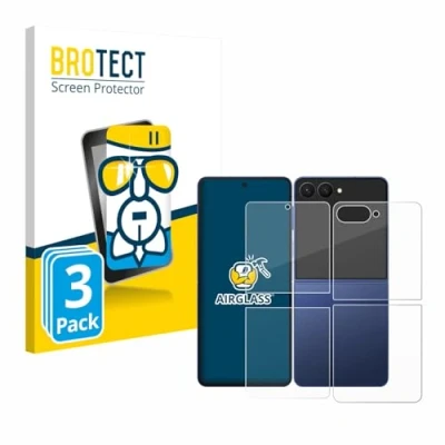 Afbeelding van BROTECT Screenprotector voor Samsung Galaxy Z Flip 7 (Voor+Achter) Folie Beschermfolie Beschermglas transparant (3 Stuks)