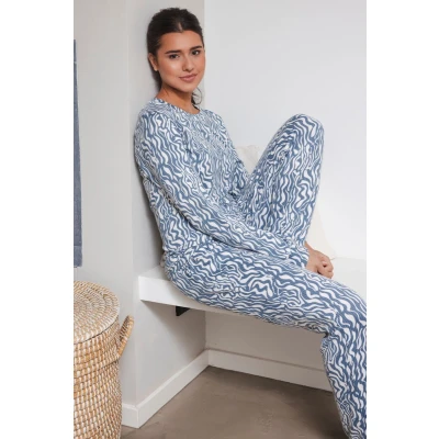 Afbeelding van Pastunette Blue Mirage Pyjama Fleece Maat 52