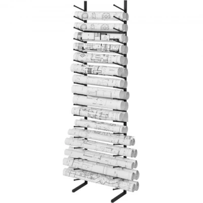 Afbeelding van VEVOR Blueprint opbergrek, hangende poster display rek 16 niveaus, verticale blauwdruk rol bestandshouder 2 rollen/band, bestandsopbergrek voor blauwdruk, kaart