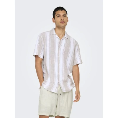 Afbeelding van ONLY&amp;SONS ONSCAIDEN LIFE STRIPE RES LINENBLENDNOOS Heren Overhemden