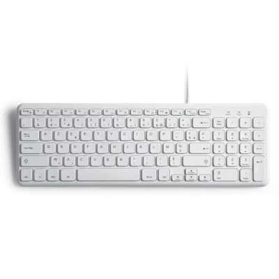 Afbeelding van perixx PERIBOARD 213W USB toetsenbord, bekabeld en stil, 36,7 x 12,1 1,8 cm, compact design met cijferblok, Frans AZERTY, wit