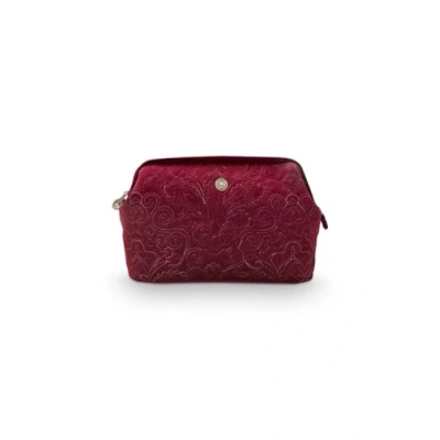 Afbeelding van Toilettas Pip Studio Velvet Quiltey Days Cosmetic Purse Extra Large Red