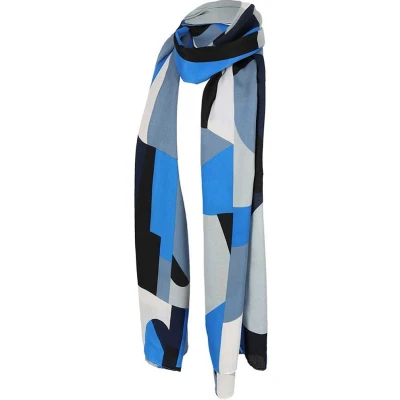 Afbeelding van Sarlini Langwerpige Sjaal Multi Print Kobalt Blauw