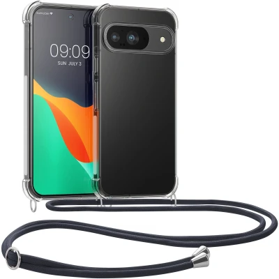 Afbeelding van kwmobile telefoonhoesje geschikt voor Google Pixel 9 / Pro Hoesje met telefoonkoord Back cover in grijs transparant