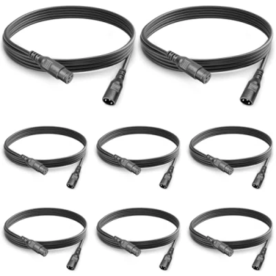 Afbeelding van WecanLight UK of EU Plug DMX signaalaansluitkabel Stroomkabel Neutrik PowerCon XLR Cannon Head 8 pack 2 m/6,6 ft kabeldraad