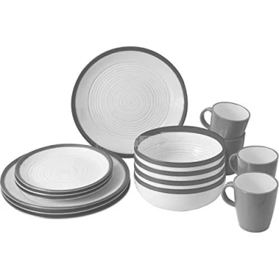 Afbeelding van BRUNNER Campingserviesset (16 delig) voor 4 personen, lunchbox Bellagio, van hoogwaardig melamine Stone Touch antislip en duurzaam