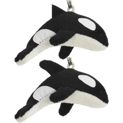 Afbeelding van 2x Pluche orka knuffel sleutelhanger 6 cm Speelgoed dieren sleutelhangers