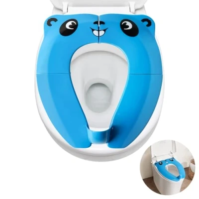 Afbeelding van Opvouwbare baby toiletbril, toiletadapter voor kinderen, toiletbrilhoes, wc hoezen, antislip, spatwaterdicht, opvouwbaar, reizen, jongens en meisjes, met opbergtas