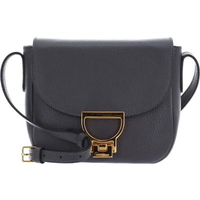 Afbeelding van COCCINELLE Leren Schoudertas Arlettis Handbag Grained Leather Ardesia Donkergrijs
