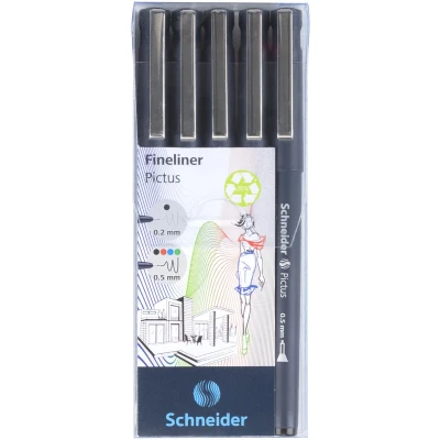 Afbeelding van Schneider Fineliner Pictus, Etui Van 5 Stuks, Assorti