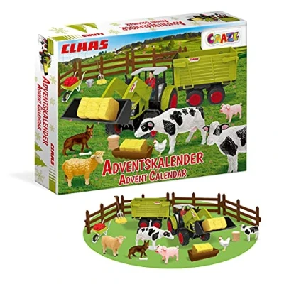 Afbeelding van CRAZE CLAAS adventskalender voor kinderen, speelgoed met boerderijfiguren en tractor, 24 verrassingen, jongens