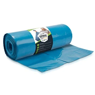 Afbeelding van Extra sterke vuilniszakken 120 liter 70 μ 10 stuks TYPE 100 STERK &amp; scheurvast 1 rolzak, vuilniszakken, stevige LDPE maat x 110 cm voor commercieel, blauw zak