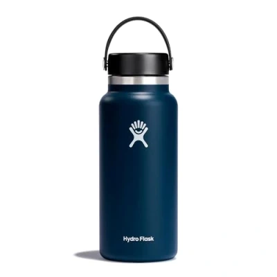 Afbeelding van Hydro Flask W32BTS464 Waterfles van 946 ml Vacuüm Geïsoleerde Roestvrij Stalen Drinkfles met Lekvrije Flex Cap en Lusdop Dubbelwandige Herbruik bare Fles BPAvrij Brede Opening Blauw Indigo