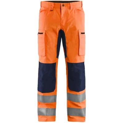 Afbeelding van Blaklader High Vis broek met stretch 1585 1811 Oranje/Marineblauw C64